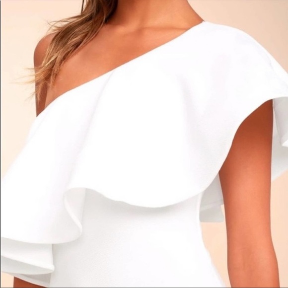 Lulu’s | So Amazed White One-Shoulder Maxi Dress - Picture 4 of 5